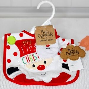 My First Christmas Santa Bib Set